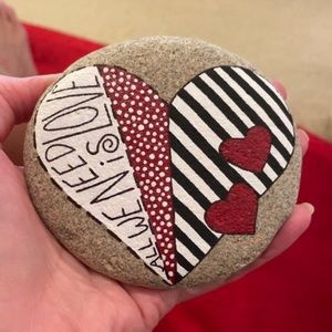 All We Need Is Love Hand-painted Rock